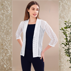 Milano Unaone White Lace Cotton Shrug
