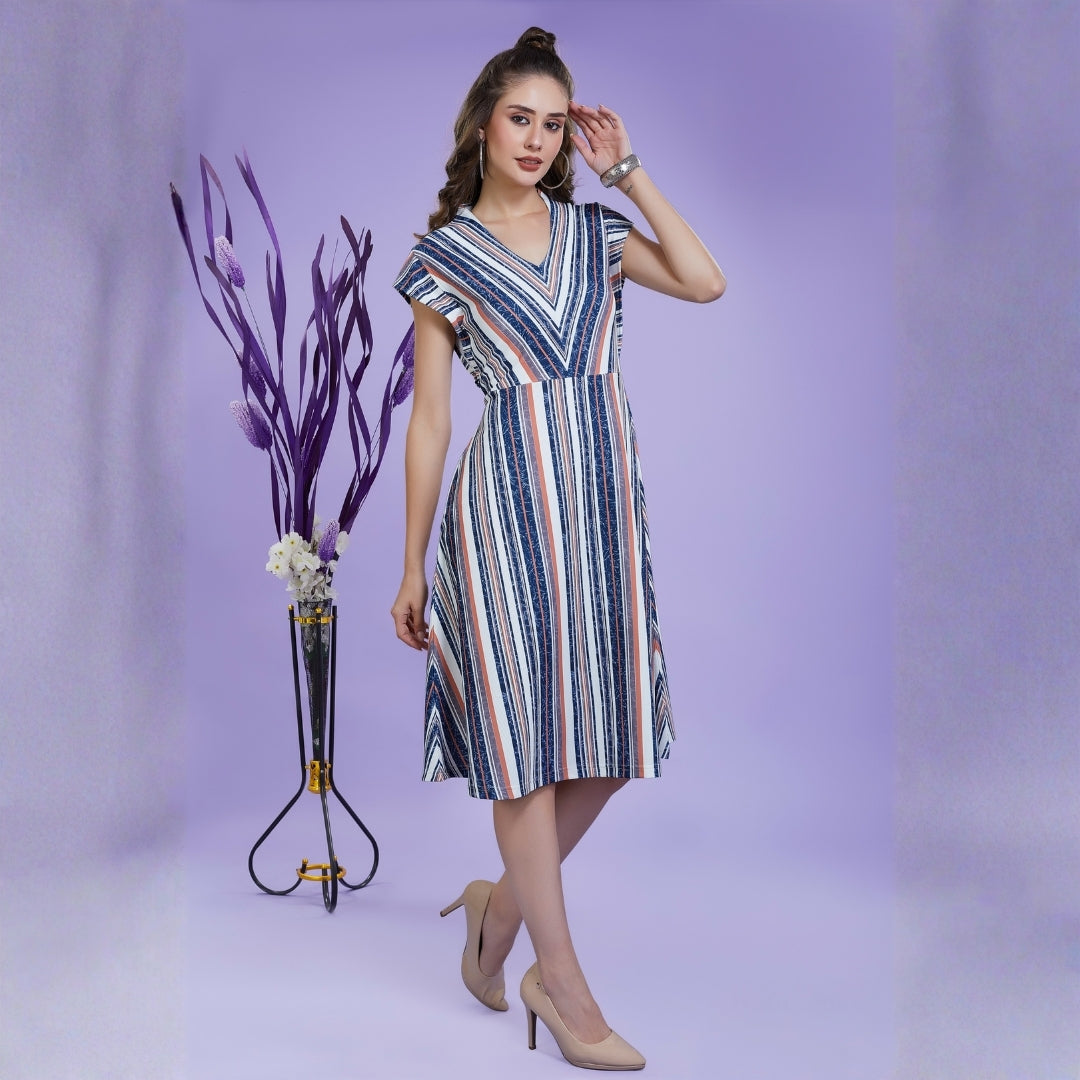 Milano Casual Striped A-Line Dress